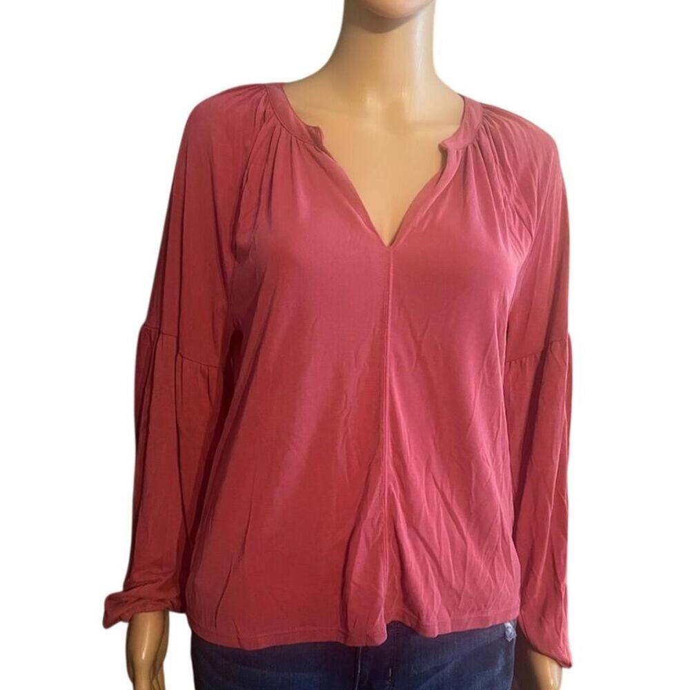 Lucky Brand Women's Long Sleeve V-Neck Blouse Pink Size S - Picture 3 of 8